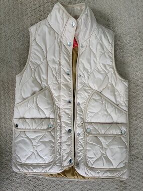 J. Crew Quilted Cream Sleeveless Vest
